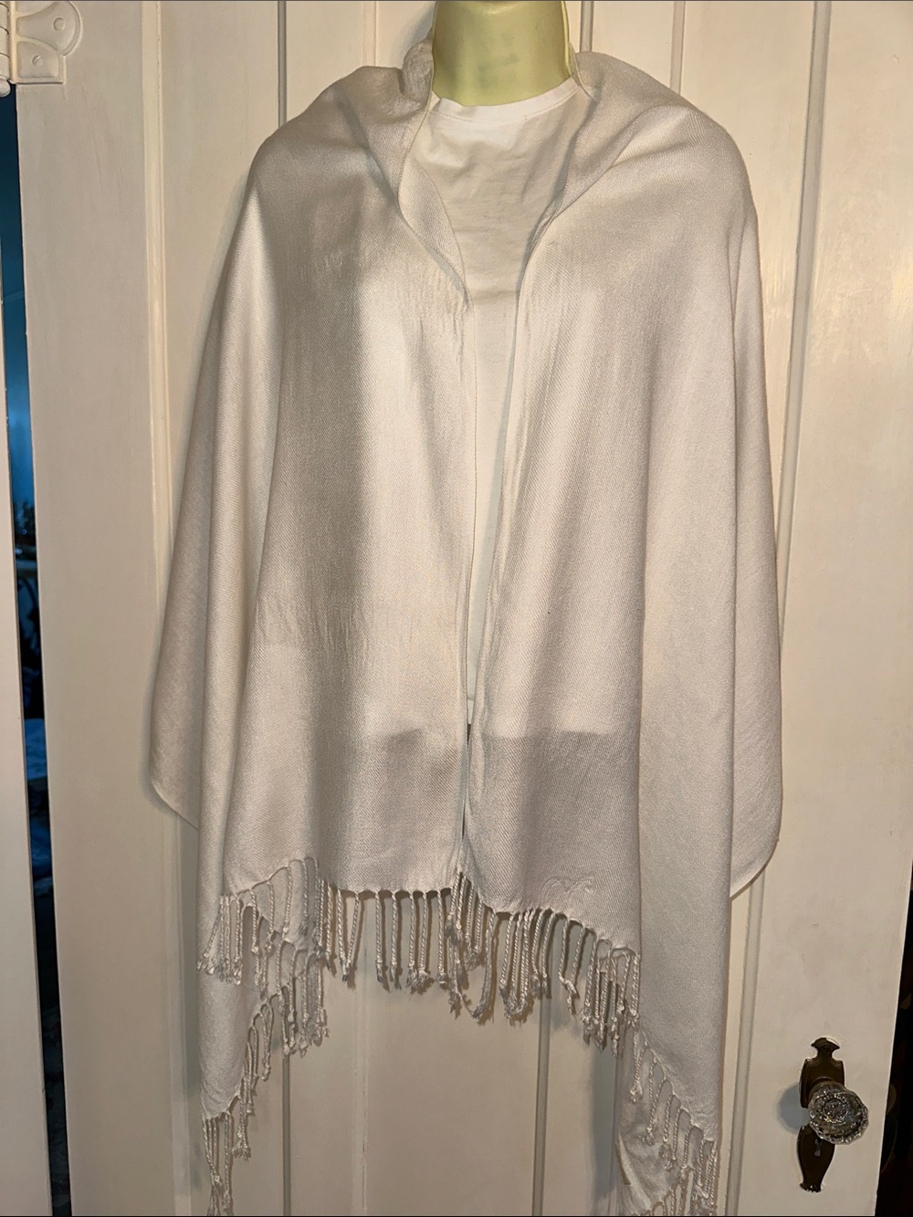 Classic White Fringe Shawl Wrap
